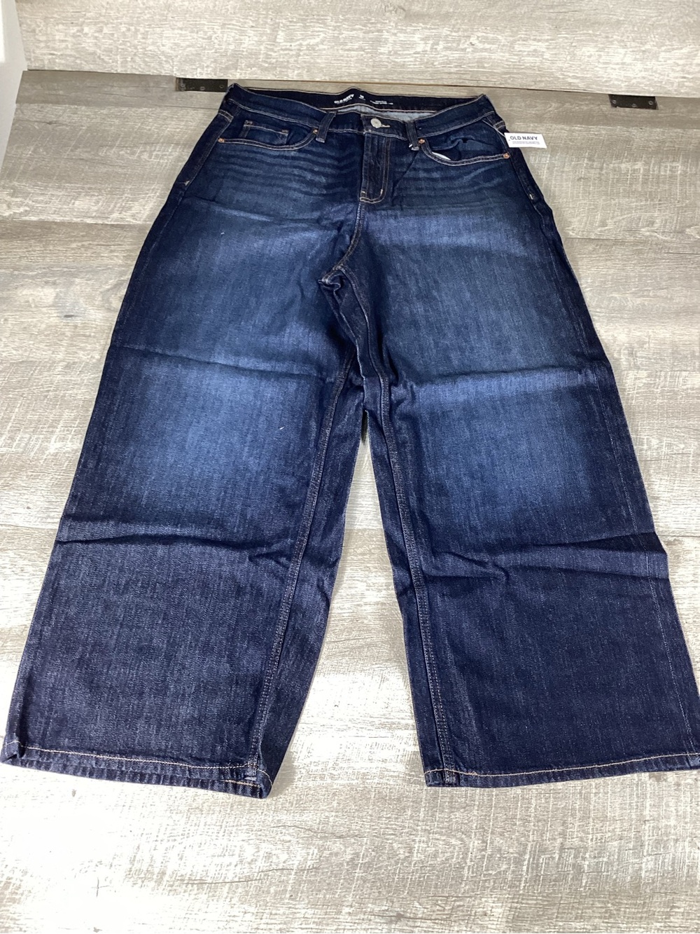 Old Navy High Rise Baggy Wide Leg Jeans Women’s 10 Petite Dark Wash NWT